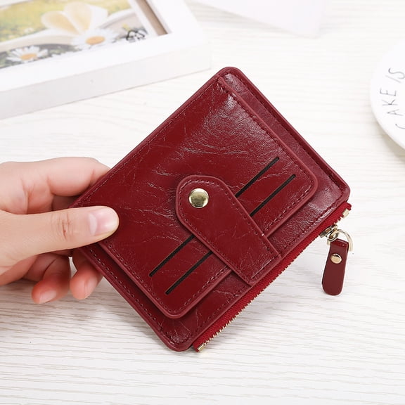 Cadorn Solid Color PU Leather Wallet Women's Fashion Snap Closure Coin Card Holder Compact Purse for Daily Travel Shopping and Business Accessories