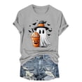 thumbnail image 2 of Women's Halloween Graphic Tees Funny Ghost Witch Hat T-Shirts Short Sleeve Crewneck Pumpkin Coffee Print Fall Casual Holiday Party Tops Cute Novelty Shirts, 2 of 6
