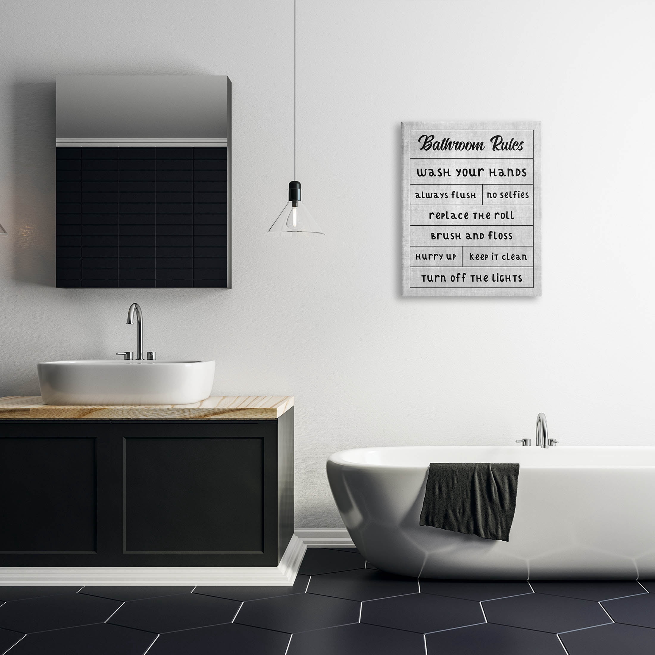 Stupell Industries Bathroom Rules Checklist Graphic Art Gallery Wrapped Canvas Print Wall Art, Design by CAD Designs