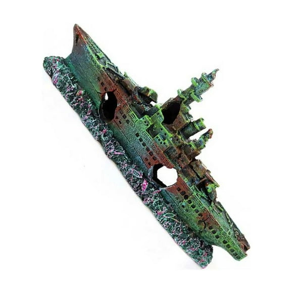 relayinert Resin Craft Wreck Damaged Simulation Boat Ornament Vivid Mini Ship Home Birthday Gifts Children Gift Tank