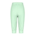 thumbnail image 6 of SELONE Green Plus Size Capris for Women Pull on Mid Waist Lounge Pants with Pockets Elastic Waist Trouser Casual Beach Pants Drawstring Solid Tapered Lightweight Comfy L Breathable Summer Clothes, 6 of 7