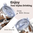 thumbnail image 4 of 20oz Geometric Pattern Insulated Handle Tumbler, Stainless Steel Double Wall Travel Coffee Mug Leak Proof with Straw, 4 of 5