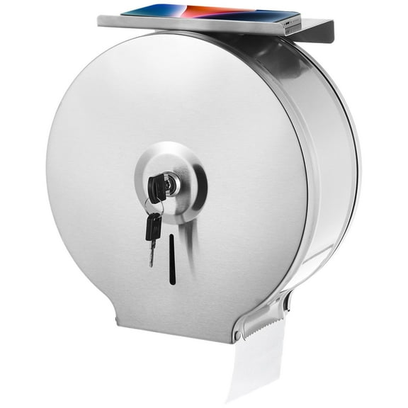 Commercial Jumbo Toilet Paper Dispenser, Wall Mount Stainless Steel 9.8 Inch Roll Toilet Paper Holder Bath Tissue Dispenser Lock Key