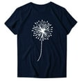 thumbnail image 4 of MIXUE Womens Summer Tops Dandelion Print O Neck Short Sleeve Loose Casual Shirts For Women Tee Shirts Daily-Wear,Blue,L, 4 of 5