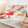 thumbnail image 3 of Manfei Kawaii Santa Claus Queen Sheet Sets,Girls Christmas Gifts Flat Sheet,Brown Xmas Reindeer Queen Fitted Sheet For Kids,Microfiber Bedroom Decor,4pcs, 3 of 7