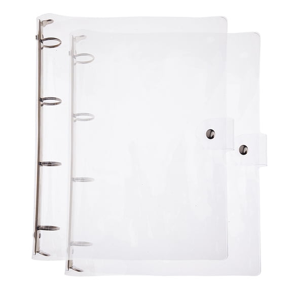 2PCS Clear A4 Notebook Binder PVC Plastic Binder Covers 4 Rings Loose Leaf Binder 12.4x10.4x1.18inch Planner Binder Round Ring Clear Binder Cover