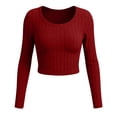 thumbnail image 3 of yillto Women Crop Sweaters Tops Ribbed Knit Lightweight Long Sleeve Soft Comfy Plain Tops Clothes, 3 of 7