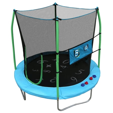Skywalker Trampolines 7.5-Foot Trampoline, with Safety Enclosure and Double Toss Game, Teal