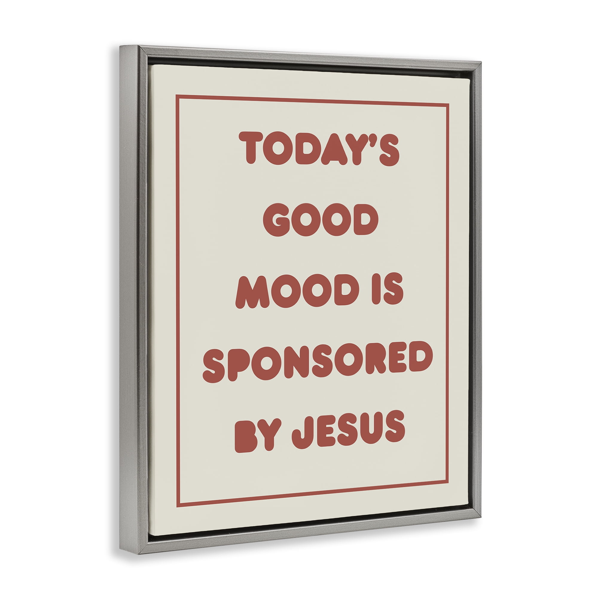 Stupell Industries Good Mood by Jesus Religious & Spiritual Painting Gray Floater Framed Canvas Art Print Wall Art, 17 x 21