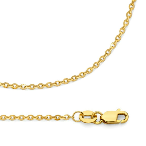 Solid 14k Yellow Gold Rolo Necklace Cable Chain Diamond Cut Bevelled Link Polished 1.6 mm 16 inch