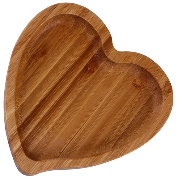 OUNONA Small Heart Shape Trinket Tray 1Pcs Multi Bamboo Wood