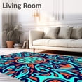 thumbnail image 2 of ODIKA 5'x7' Machine Washable Non-Slip Area Rug, Mystic Ocean Waves Abstract Motif High Traffic Rug, Black, 635129, 2 of 7