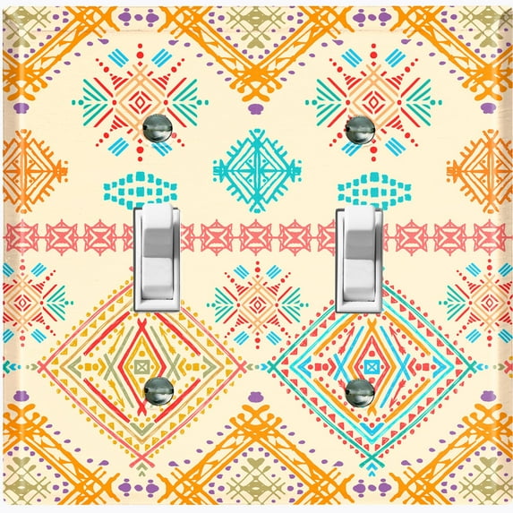 Metal Light Switch Plate Outlet Cover Ethnic Aztec Tribal Pattern Yellow SFR063
