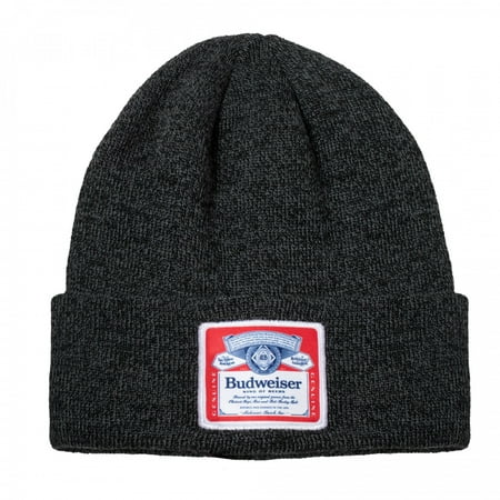 Budweiser Label Patch Black Knit Cuff Beanie