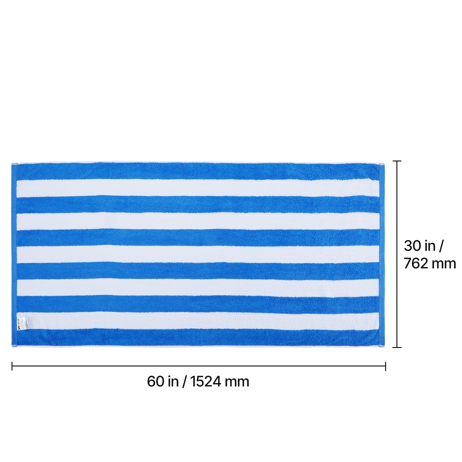 VEVOR Beach Towel, 4 Pack Oversized Beach Towels, 30 x 60 in Cabana Striped Large Pool Towel, 100% Cotton Soft and Quickly Dry Thick Swimming Towels, for Vacation, Swimming, Beaches, and Bathroom