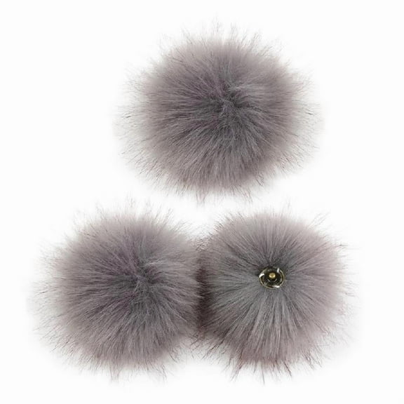 Apooke 3Pcs/Set 10cm DIY Colorful Pom Pom Ball with Press Button Removable Fluffy Pompom for Hat Shoes Scarf Accessories