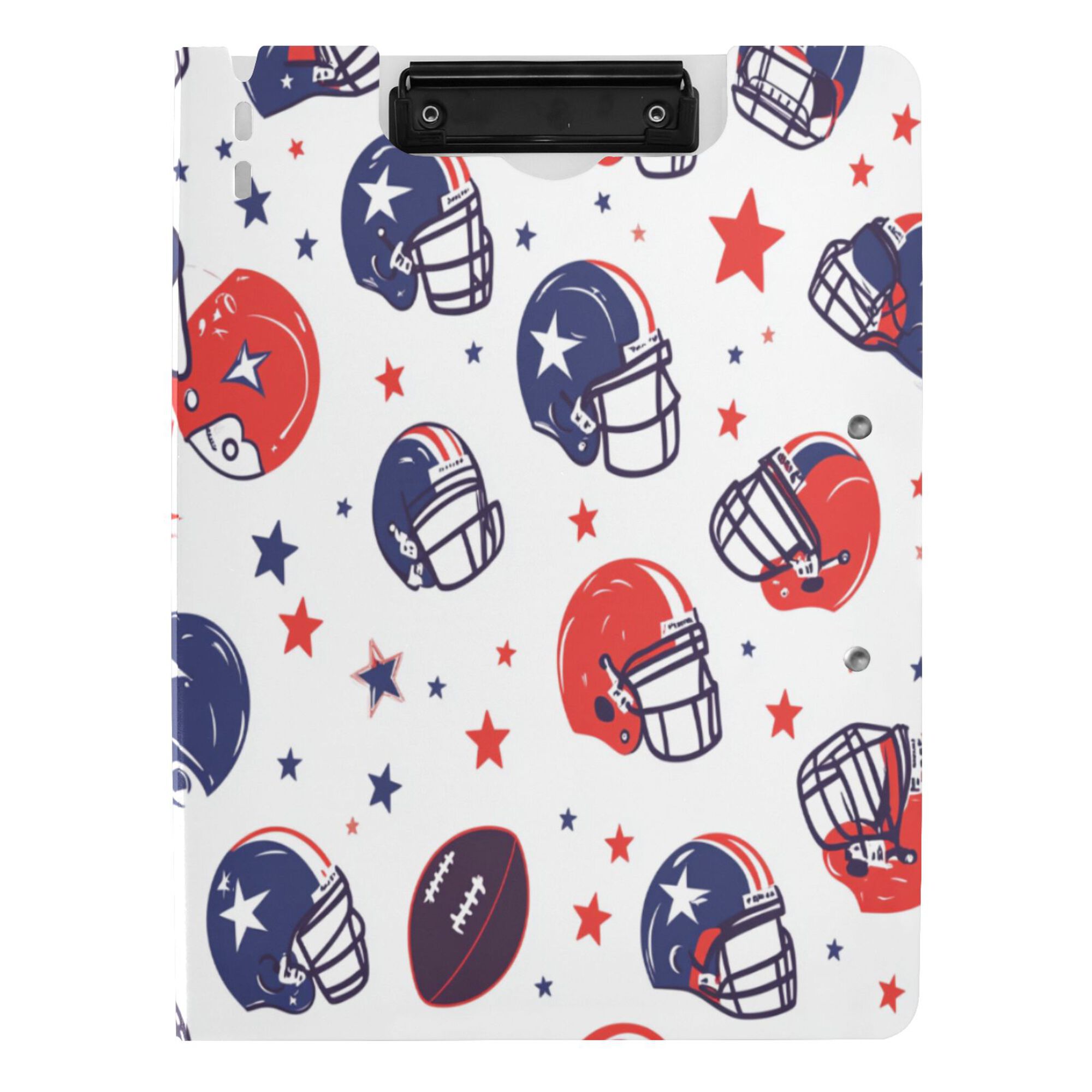 FORMRS A4 Clipboard Folder with Pen Holder Horizontal Foldable School Office Binder, Star Spangled Helmets