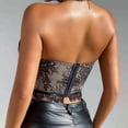 thumbnail image 3 of Womens Crop Corset Tops Floral Lace Vintage Going Out Bustier Corsets Fish Bones Body Trimmer Bodice Shapewear Black, S, 3 of 7