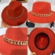 thumbnail image 4 of Sombrero Fedora Minnieouse Unisex ala ancha Collar de oro lujo amarillo, 4 of 6
