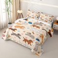 thumbnail image 3 of Manfei Cartoon Pug Bed Spread Queen, Dalmatian Dog Paw Queen Coverlet Set, Cream, 3-Piece, 1 Quilt and 2 Pillowcases, 3 of 7