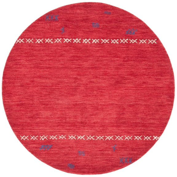 SAFAVIEH Himalaya Cainneach Solid Wool Area Rug, Red, 8' x 8' Round