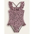 thumbnail image 4 of MEZZALL Summer Girls Swimsuit With Leopard Print Frill Cute Ruffle Bathing Suit For Toddler Kids Beach Pool Party Resort With Cartoon / Flower Print Beachwear, 4 of 5