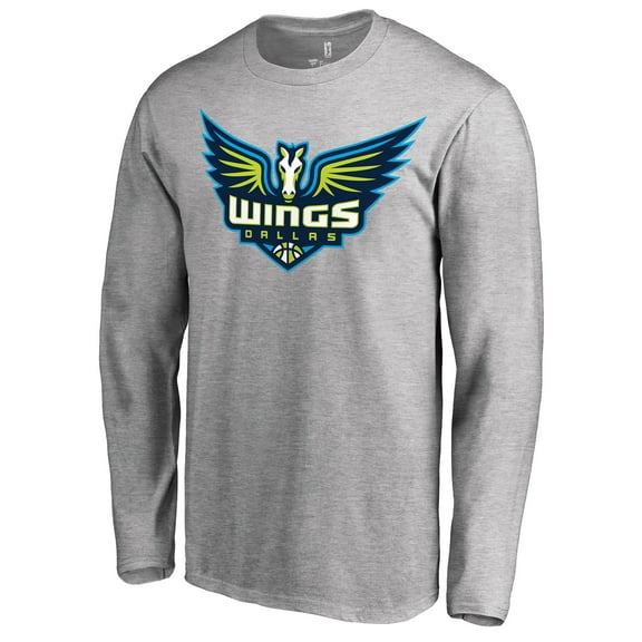 Men's Heathered Gray Dallas Wings Primary Logo Long Sleeve T-Shirt