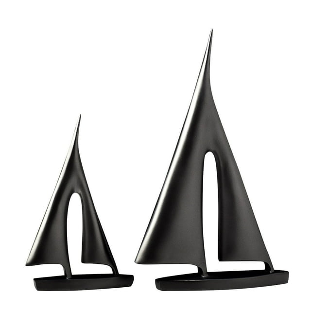 Modern Sailing Boat Sculpture Resin Art Statue Desktop Ornament for Living Room Study Home Decorative 2PCS