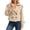 Khaki, variant on Women's Long Sleeve Crop Trench Coat Lapel Double Loose Casual Jacket with Pockets Black L