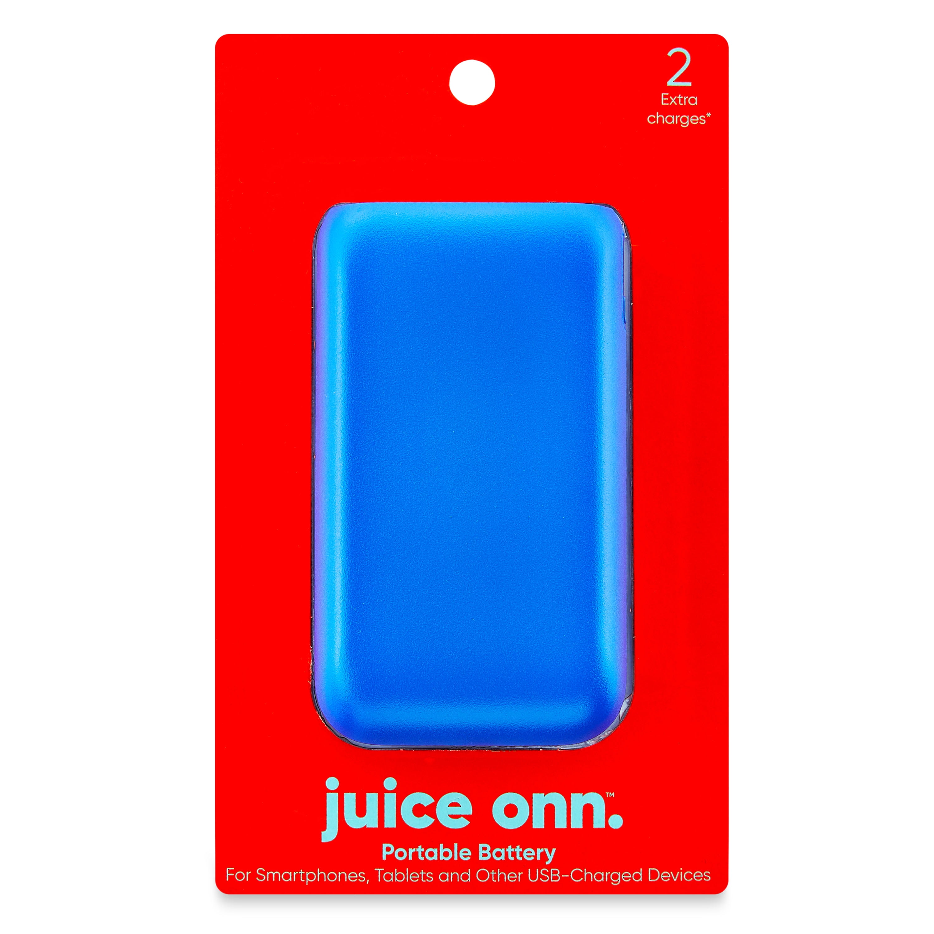 onn 8,000 mAh Portable Power Bank with USB-C, Micro-USB and USB Ports, Blue - Compatible with iPhone, Samsung Galaxy, Note, Pixel Devices, iPad, Airpods and more