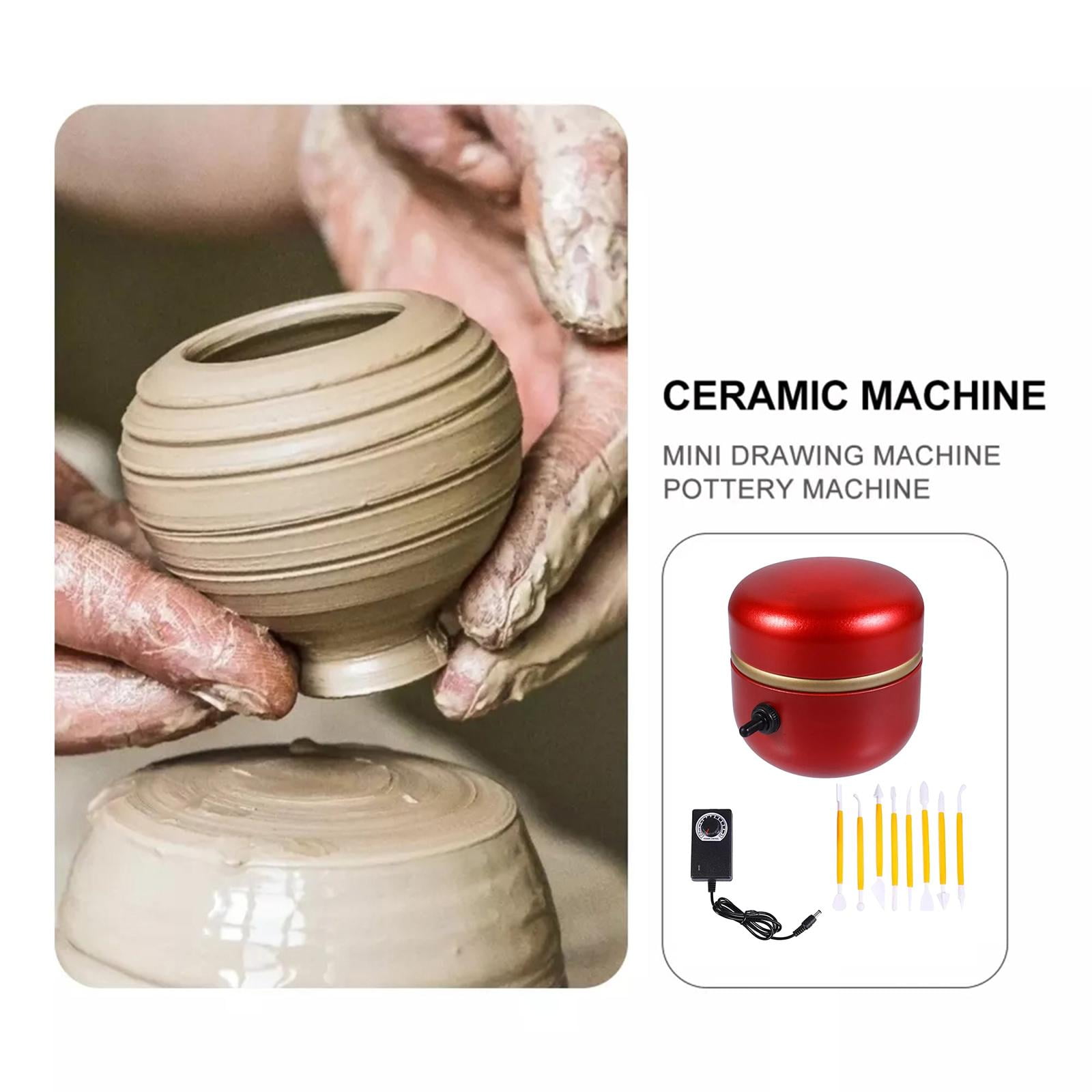 GUOOL Mini Pottery Wheel Electric Pottery Small Pottery Forming Table Top Rotating Turntable Clay Tool Tiny Pottery Wheels Accessories Red
