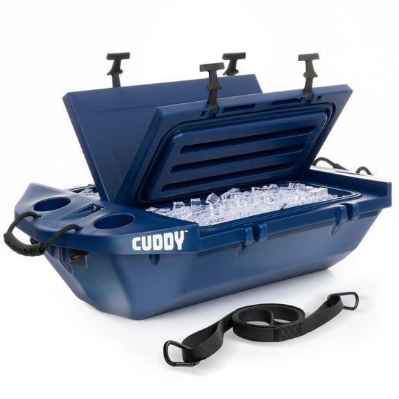 Cuddy Floating Cooler and Dry Storage Vessel - 40QT - Amphibious Hard Shell Design, Navy