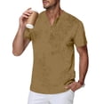 thumbnail image 1 of Playera Elvqul para Caballero Manga Corta Economicas Liso Caqui Cuello Redondo Abotonada, 1 of 9