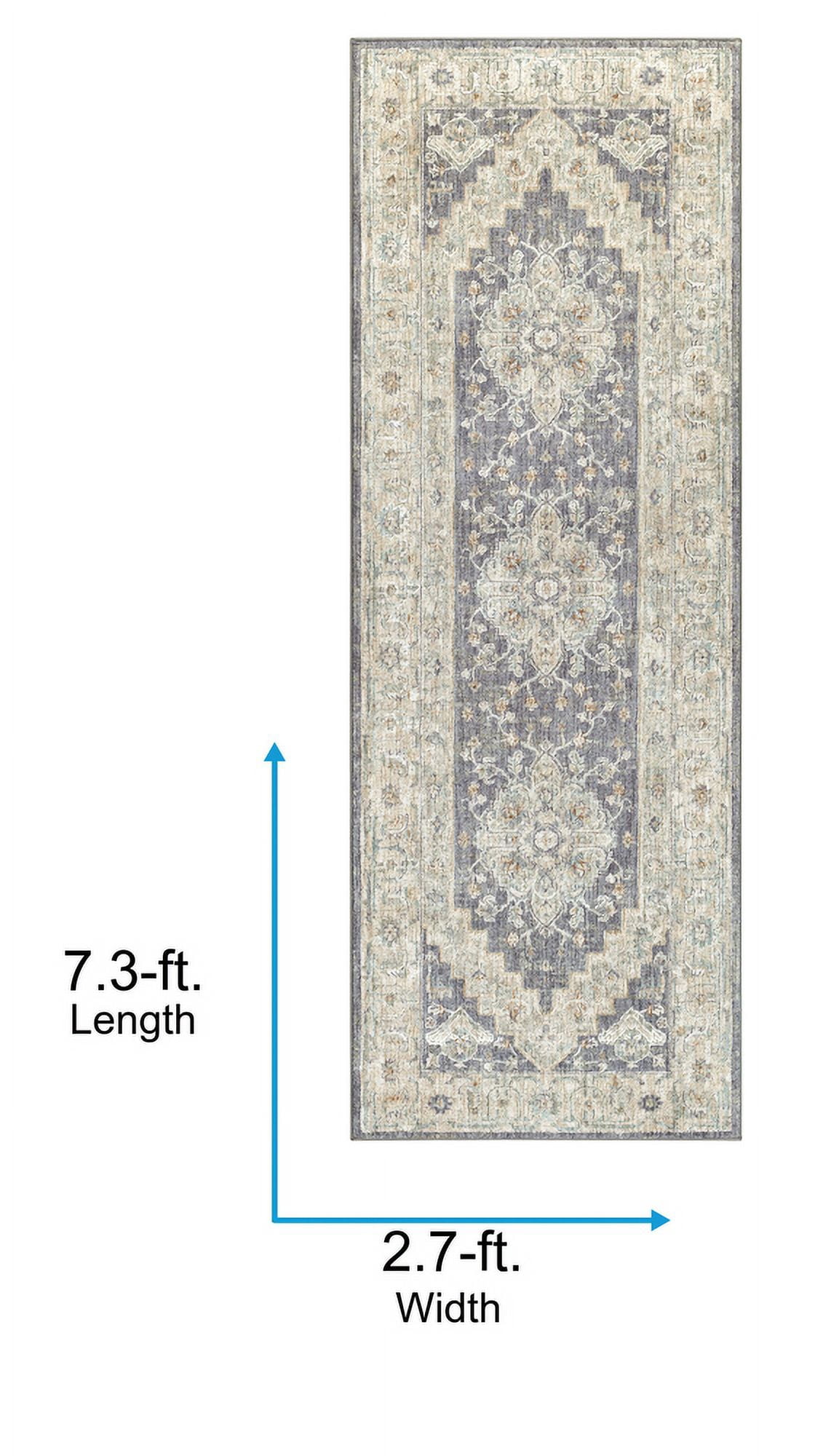 Livabliss Area Rugs for Living Room, 3x7 Avant Garde Traditional Blue Runner Rug, Bedroom Dining Room Home Decor Stain Resistant Carpet (2'7" x 7'3" Runner)