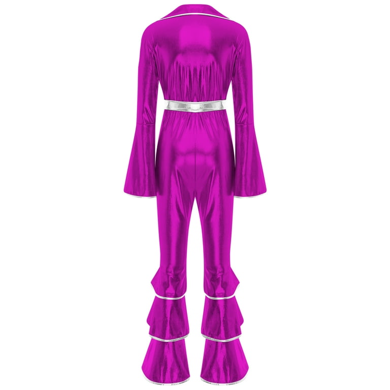 Haitryli 70s Jumpsuit for Women Disco Costume Long Flared Sleeves