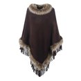 thumbnail image 2 of Elainilye Fashion Women's Fall Winter Scarf Classic Tassel Scarf Leisure Artificial Fur-Collar Warm Tassel Cape Scarf Gifts for Ladies,Brown, 2 of 4