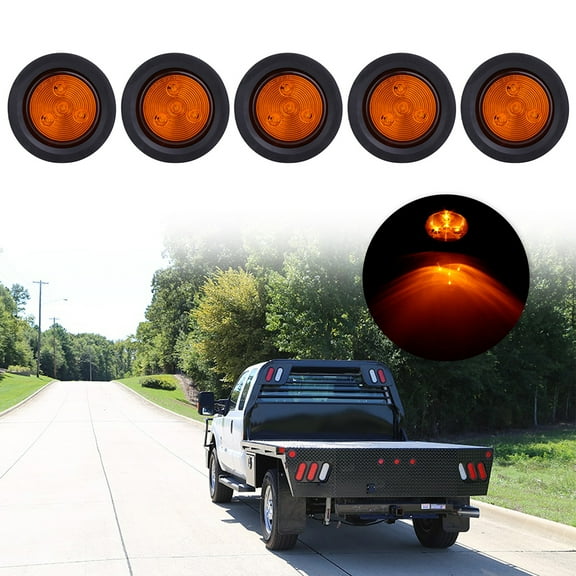 SCITOO fit for Boats Truck Trailer Pickups Universal Side Lights 4LED 5X 2.5”Amber Round Side Marker Clearance Lights Tail Lamps 12V Trailer Clearance Lights