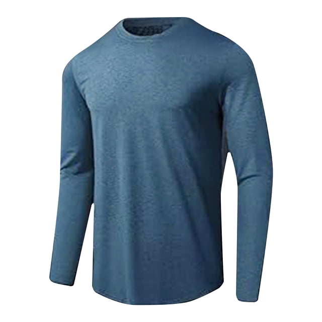 Men's Solid Color Sunscreen Is Lightweight Breathable and Solid Color Long Sleeved Dark Blue M