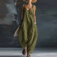 thumbnail image 2 of Cotton Linen Jumpsuits for Women Loose Casual Summer Outfits Dressy Sleeveless Pants Rompers with Pockets, 2 of 5