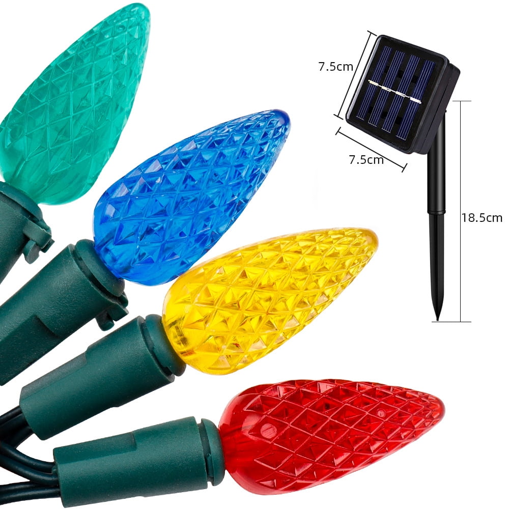 ZOELNIC Christmas Solar Lights C6 String Lights, 50 LED 23ft Strawberry Outdoor with 8 Lighting Modes, Outdoor Decorative Waterproof Solar Garden Patio Lights