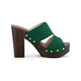 thumbnail image 3 of BLISSFUL STEP Women's Faux Suede Platform High Block Heel Slides Sandals Green 7, 3 of 7