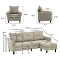 thumbnail image 4 of Soscana Sectional Sofa 3 Seat L Shaped Couch with Storage Ottoman & Accent Chair,Modern Living Room Furniture Set for Small Space Home Apartment Office Studio, 4 of 8