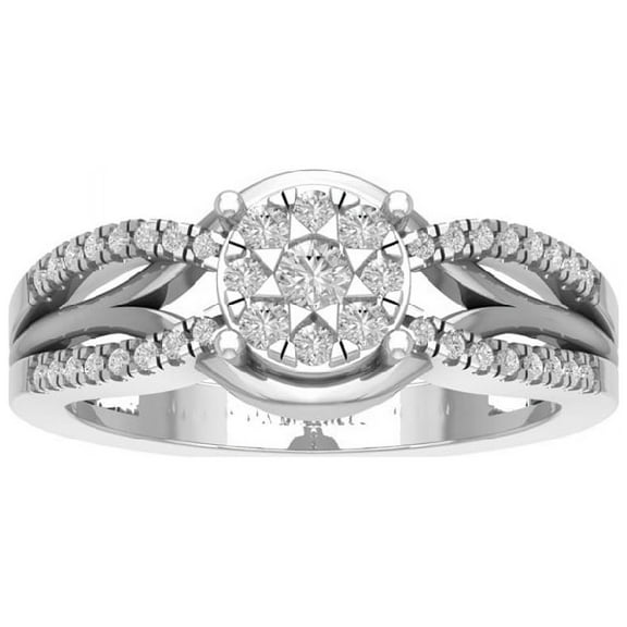 ARAIYA FINE JEWELRY Sterling Silver Lab Grown Diamond Halo Band Ring (3/8 cttw, D-F Color, VS Clarity), Size 5.5