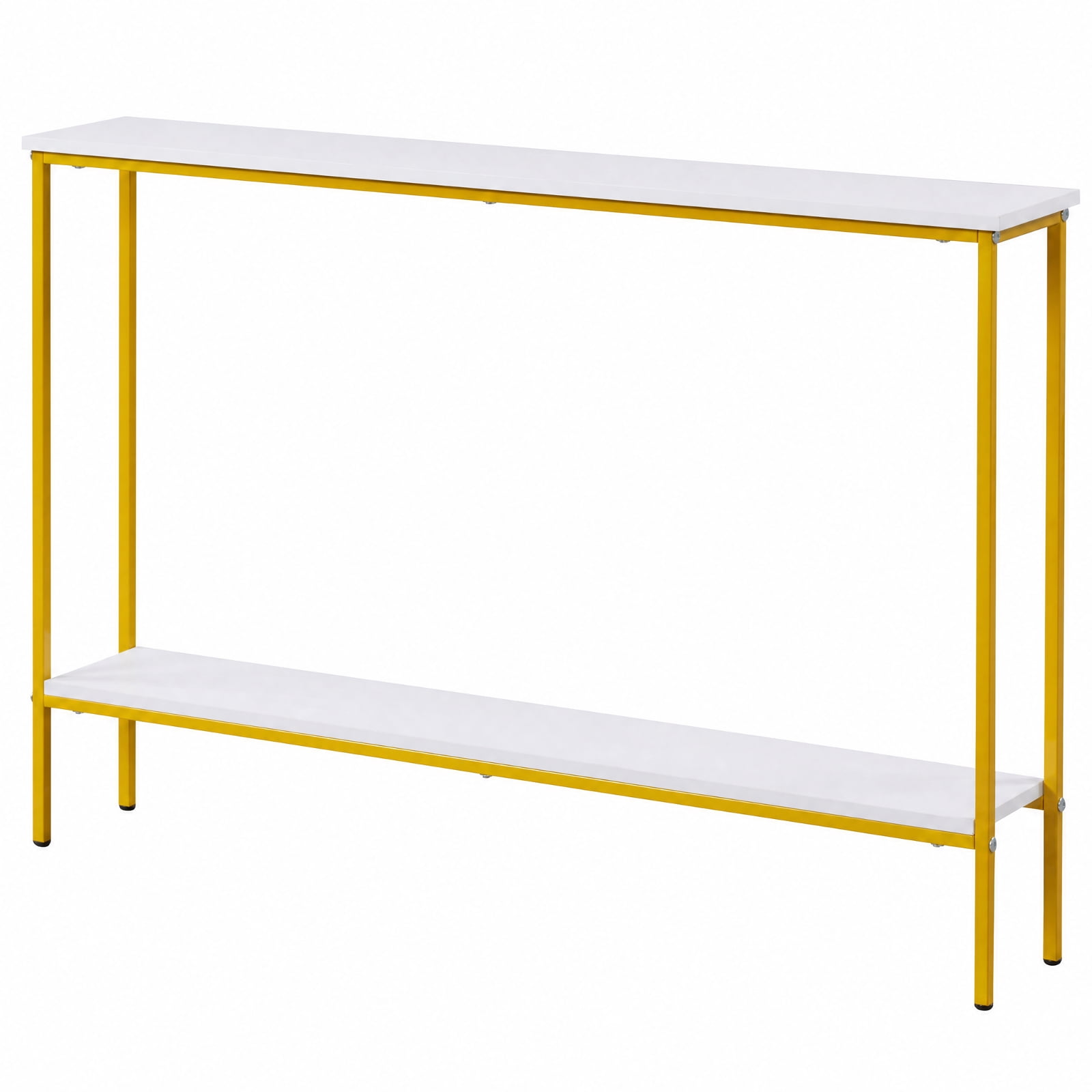 Furnibear 44 Inch Narrow Console Table with Storage Shelf and Dual Anti-Tipping Kits for Entryway Hallway Living Room Sofa Table, White