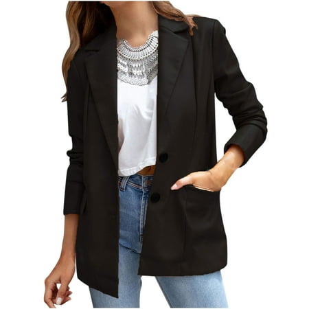 

Trench Coats for Women Puffer Jacket Womens Women Casual Long Sleeve Solid Turndown Collar Buttons Trendy Coat Cardigan Sweaters for Women Clearance Varsity Jacket Women Black L
