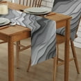 thumbnail image 2 of Table Runner Dresser Scarves 120 Inch Long, Gray and White Gradient Ombre Art Linen Dining Table Runners Geometric Abstract Wave Stripes Tabletop Scarf for Wedding Holiday Party Kitchen, 2 of 7