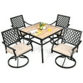 thumbnail image 1 of Costway 5PCS Patio Dining Set Square Table 4 Swivel Chair Rocker Cushioned Deck, 1 of 10