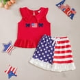 thumbnail image 2 of OYXSER Toddler Girls Summer Outfits Independence Day T-Shirt Tops & Shorts Sets Cute Summer Outfits, White 3-4T, 2 of 4