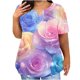 thumbnail image 5 of Plus Tamaño de las Mujeres Blusas, Cuello en V Casual Suelto Manga Corta Superior, Impresión Blusa Poliéster Spandex, 5 of 8
