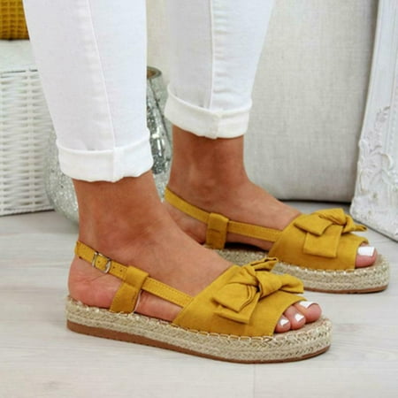 

Casual Bow Tie Women Sandals Flats Strap Sandals Shoes for Woman Solid Color Shoes 36